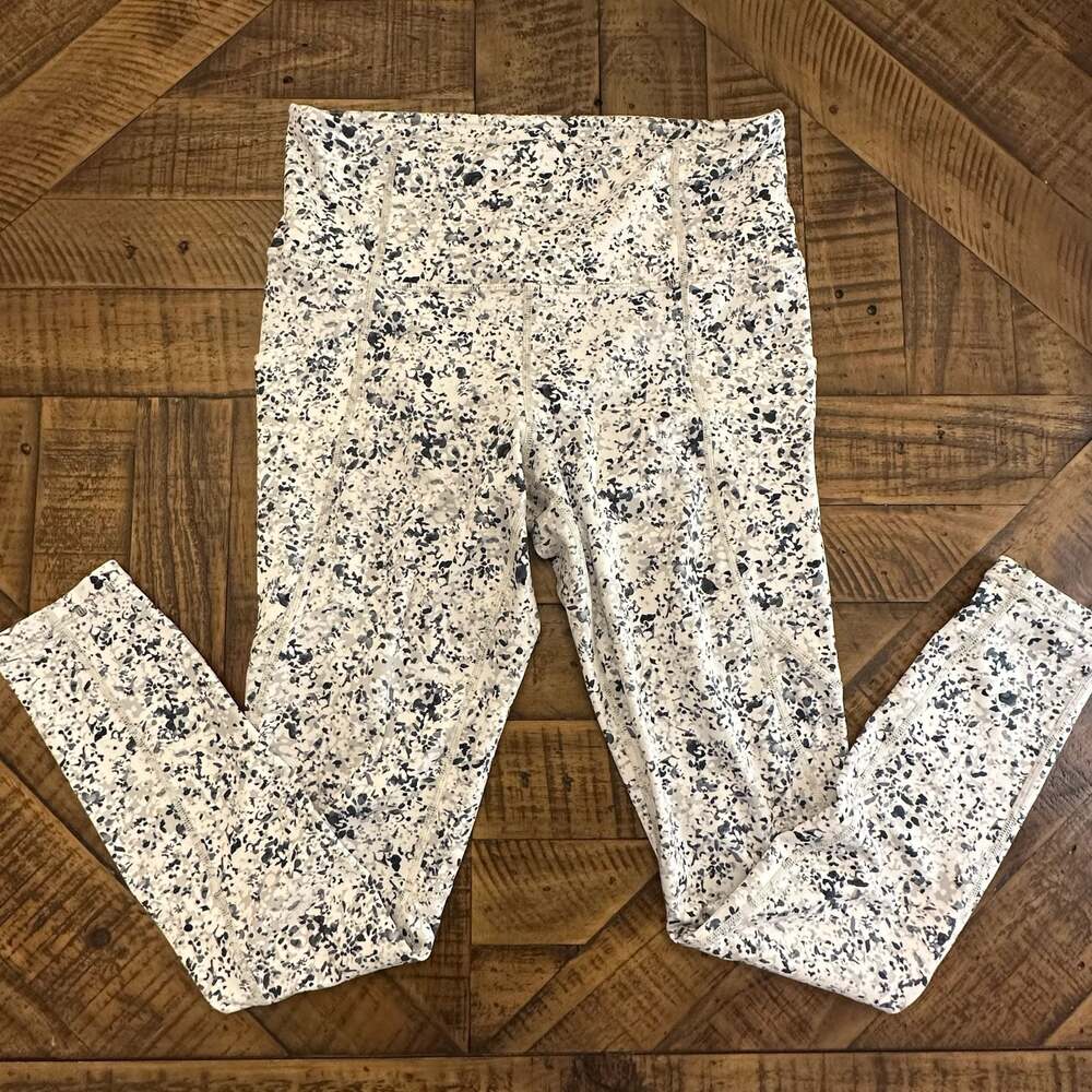 Athleta Salutation Stash Pocket High-Rise Performance Leggings Speckled White
